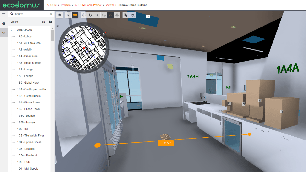 Die Ecodomus-Software erstellt, verwaltet und visualisiert digitale Gebäudezwillinge und macht Planungs- und Konstruktionsdaten für den Betrieb und die Wartung von Gebäuden verfügbar