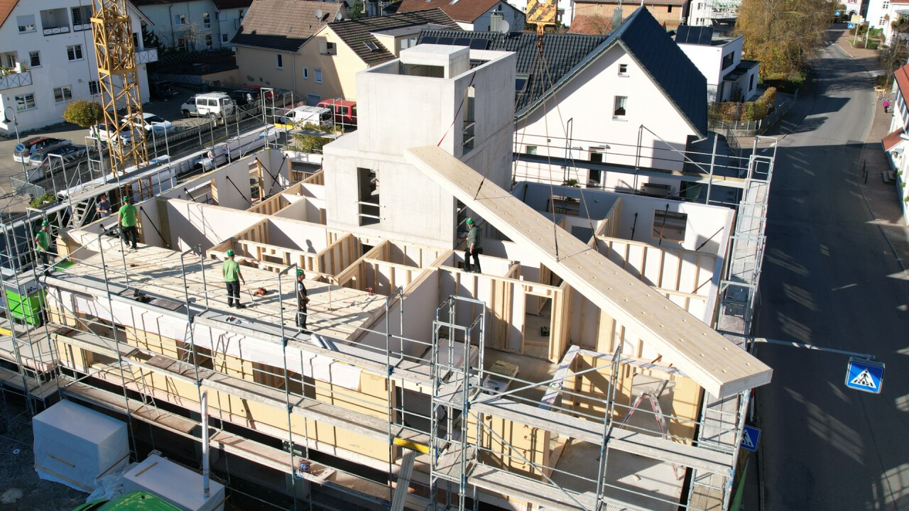 Verlegen auf Baustelle der best wood CLT BOX - DECKE FS