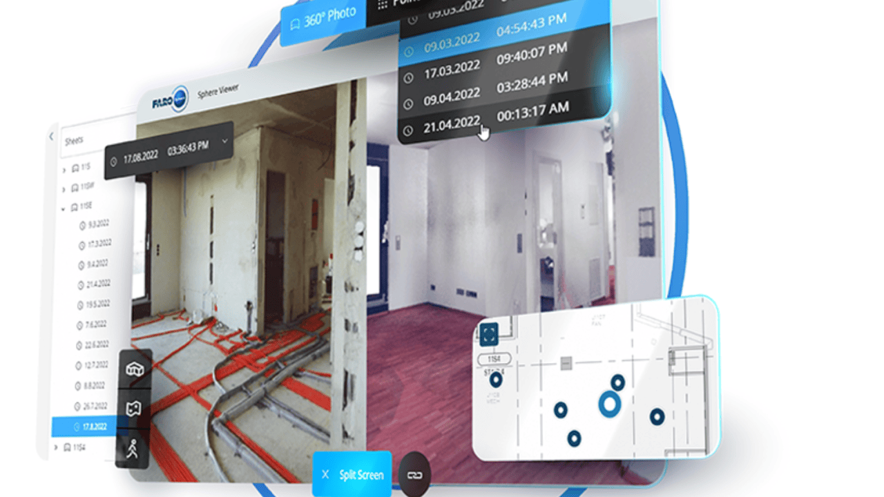 Mit Sphere XG können 3D-Punktwolken und die 360°-Fotodokumentation an einem Ort betrachtet und geteilt werden.