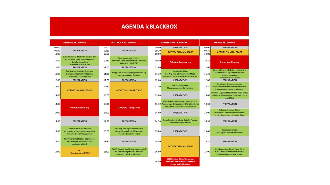 Agenda icBlackBox - Swissbau Lab.