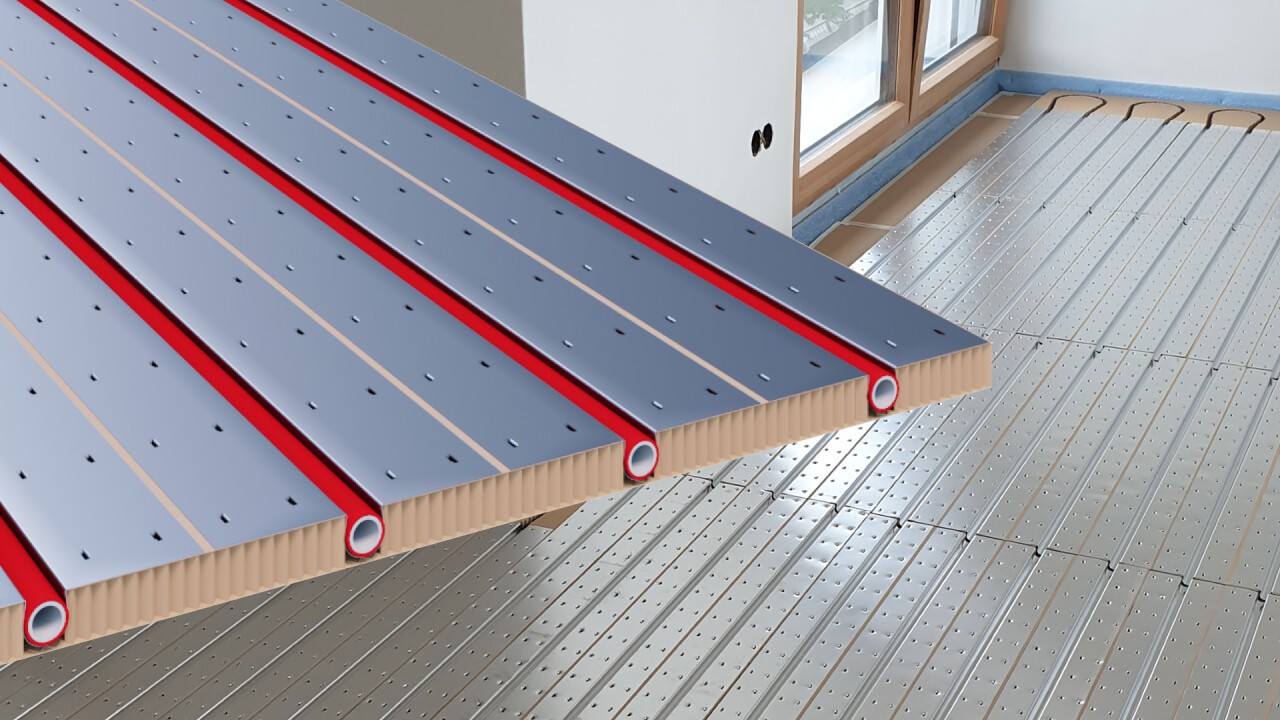 PowerFloor Light Flächenheizung komplett ohne Klebstoff zusammengesetzt.