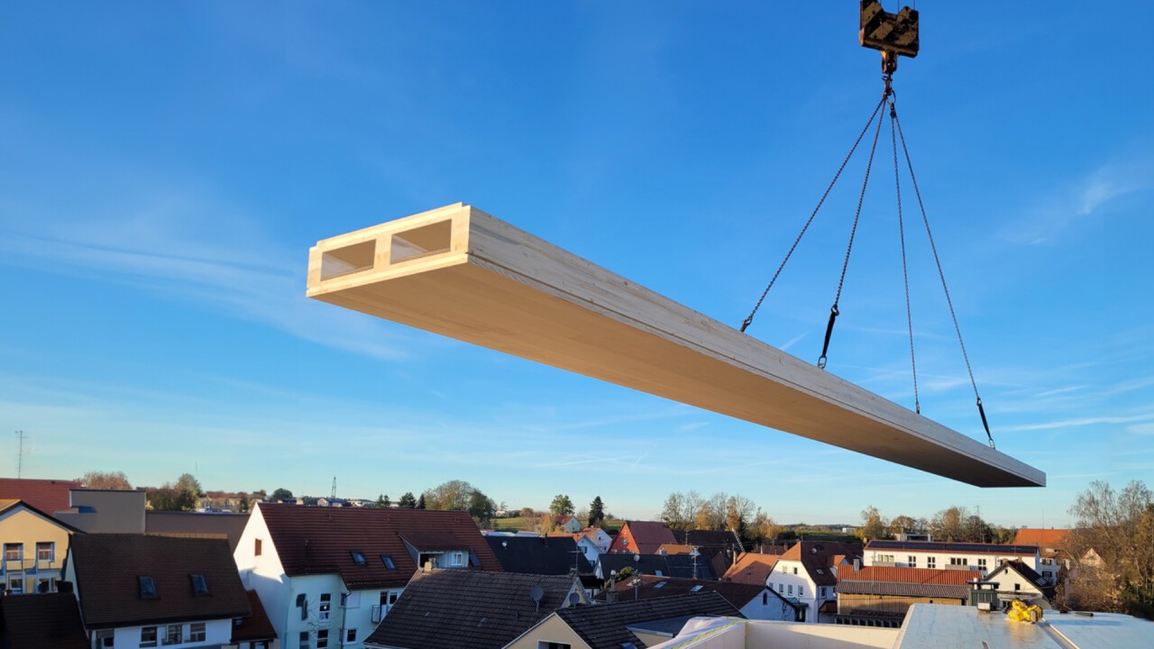 Verlegen auf Baustelle der best wood CLT BOX - DECKE FS