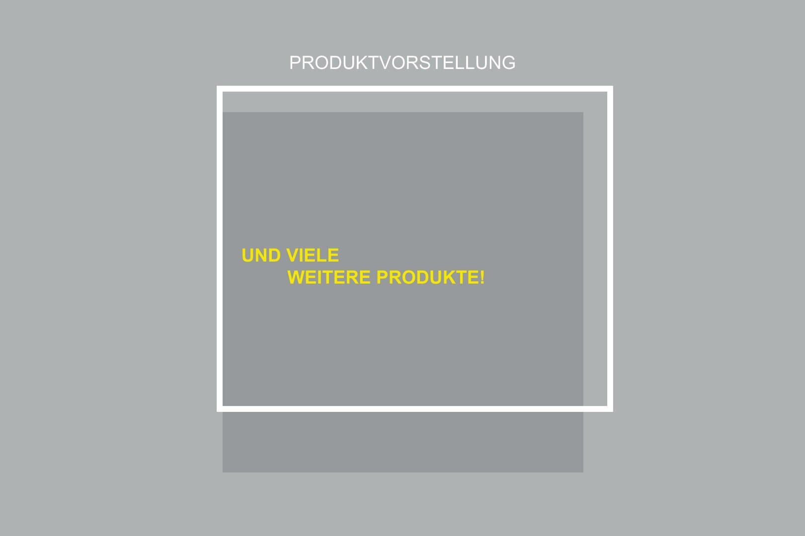 Ein graues Quadrat mit gelber Schrift.