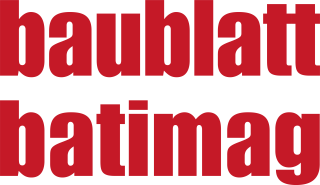Das Bild zeigt die Worte baublatt batimag in fetten, roten Kleinbuchstaben übereinander gestapelt vor einem transparenten Hintergrund.