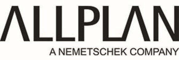 ALLPLAN-Logo in fetten, schwarzen Großbuchstaben mit dem Untertitel A NEMETSCHEK COMPANY in kleineren Buchstaben darunter.