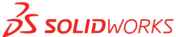 SolidWorks-Logo mit einem stilisierten roten DS-Symbol auf der linken Seite und dem Wort SOLIDWORKS in fetten roten Buchstaben auf der rechten Seite, alles auf hellem Hintergrund.