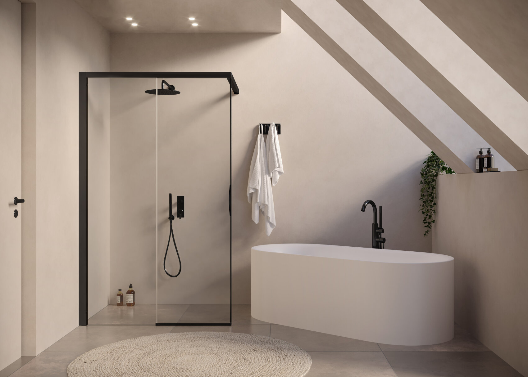 libero 4000 Duschkabine Walk In in black pearl